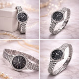 Women’s Elegant Rose Gold & Silver Analog Watch with Crystal Bezel