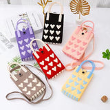 Stylish Knitted Heart Design Mini Sling Bag for Women & Girls