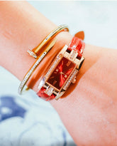 Elegant Crimson Gemstone Wrist Watch