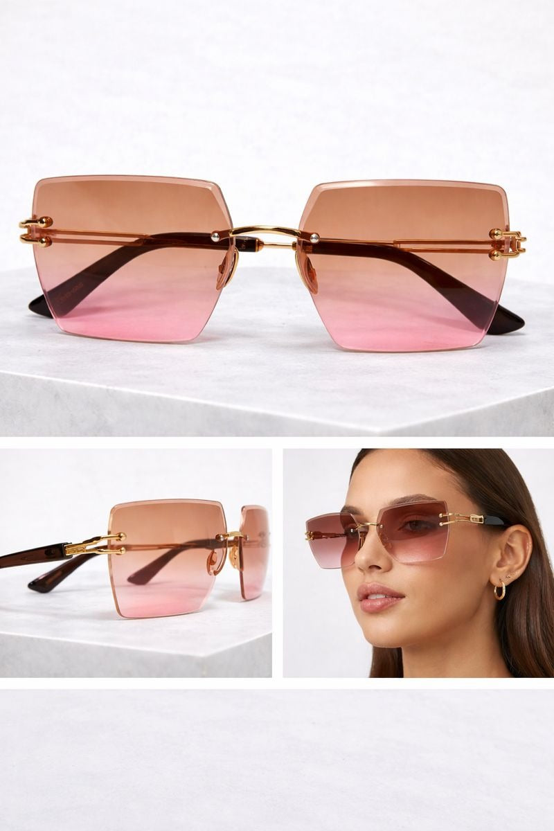 Women’s Rimless Square Sunglasses