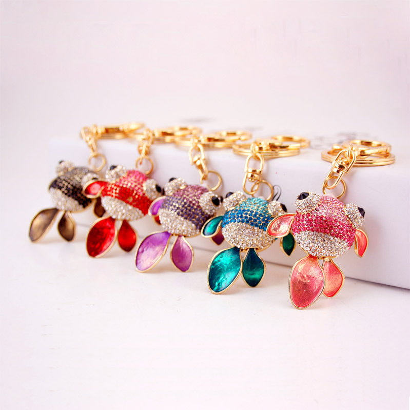 Colorful Rhinestone Fish Bag Charm & Key Ring