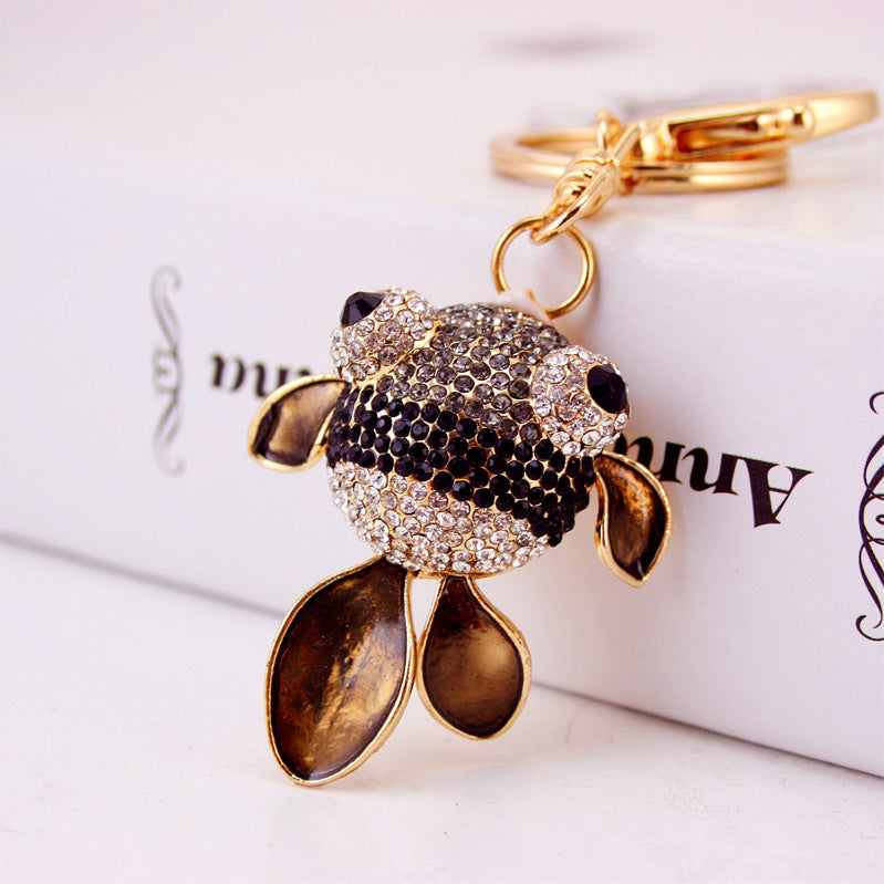 Colorful Rhinestone Fish Bag Charm & Key Ring