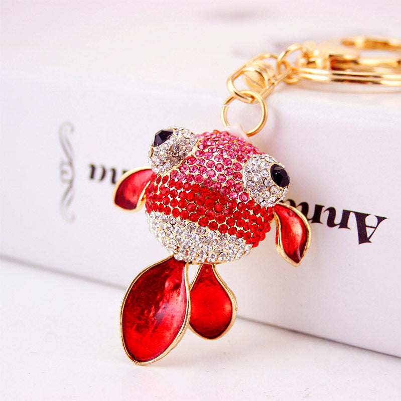 Colorful Rhinestone Fish Bag Charm & Key Ring