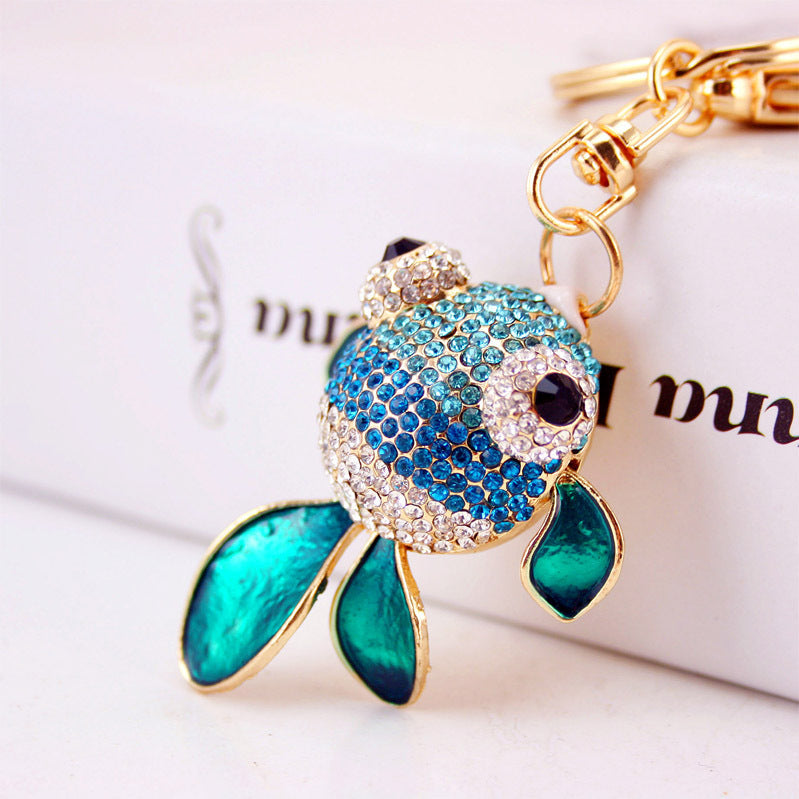 Colorful Rhinestone Fish Bag Charm & Key Ring