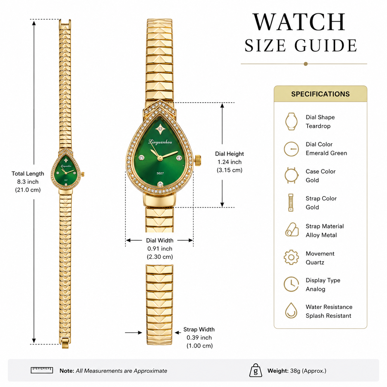 Royal Teardrop Crystal Bracelet Watch for Women