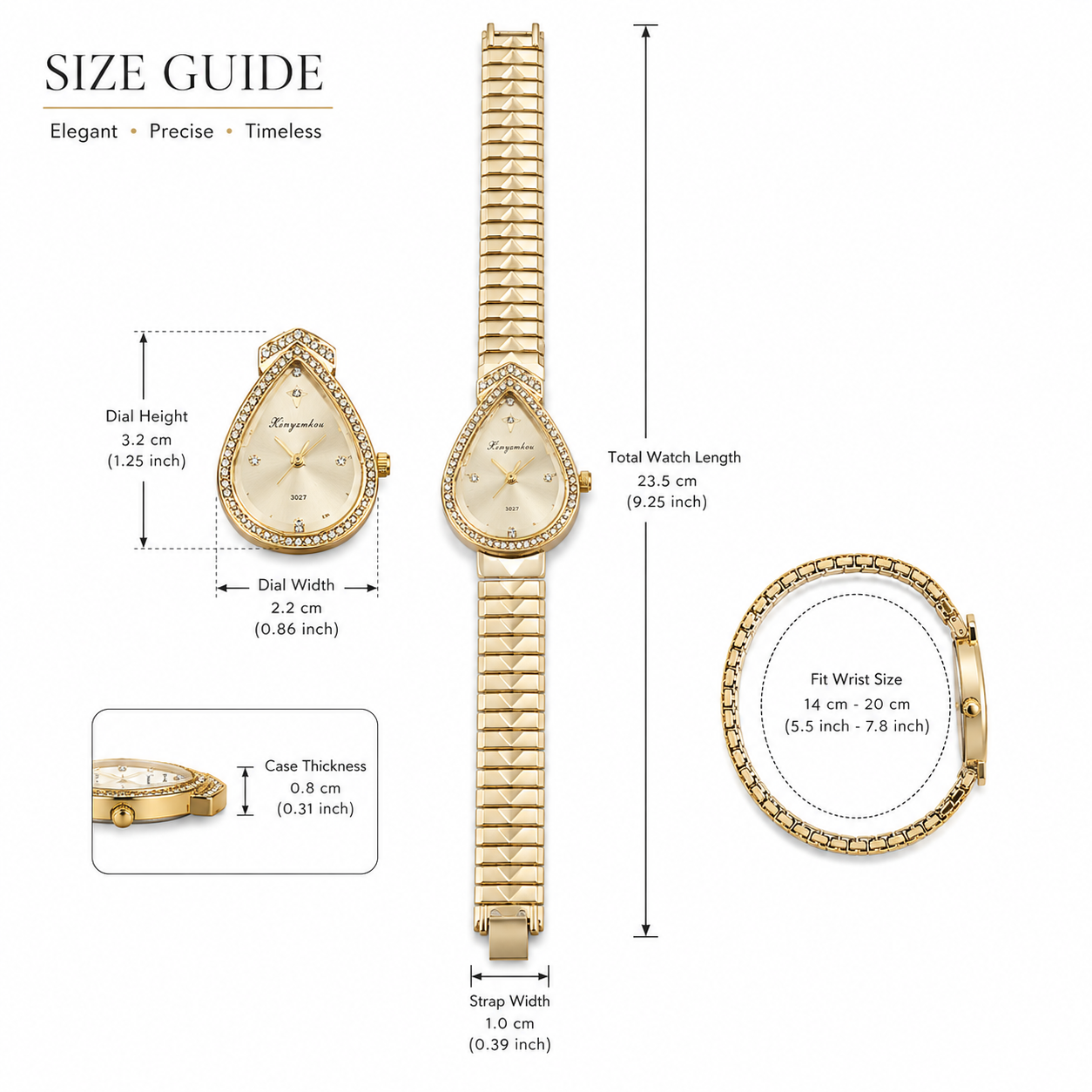 Royal Teardrop Crystal Bracelet Watch for Women