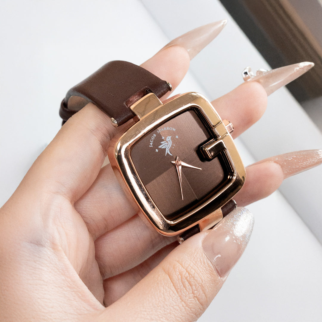 Elegance Square Leather Strap Watch