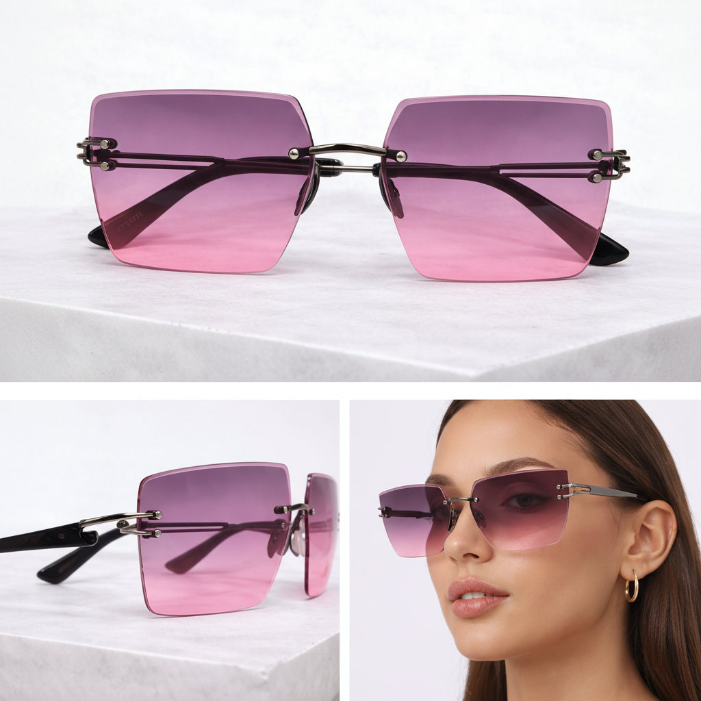 Women’s Rimless Square Sunglasses