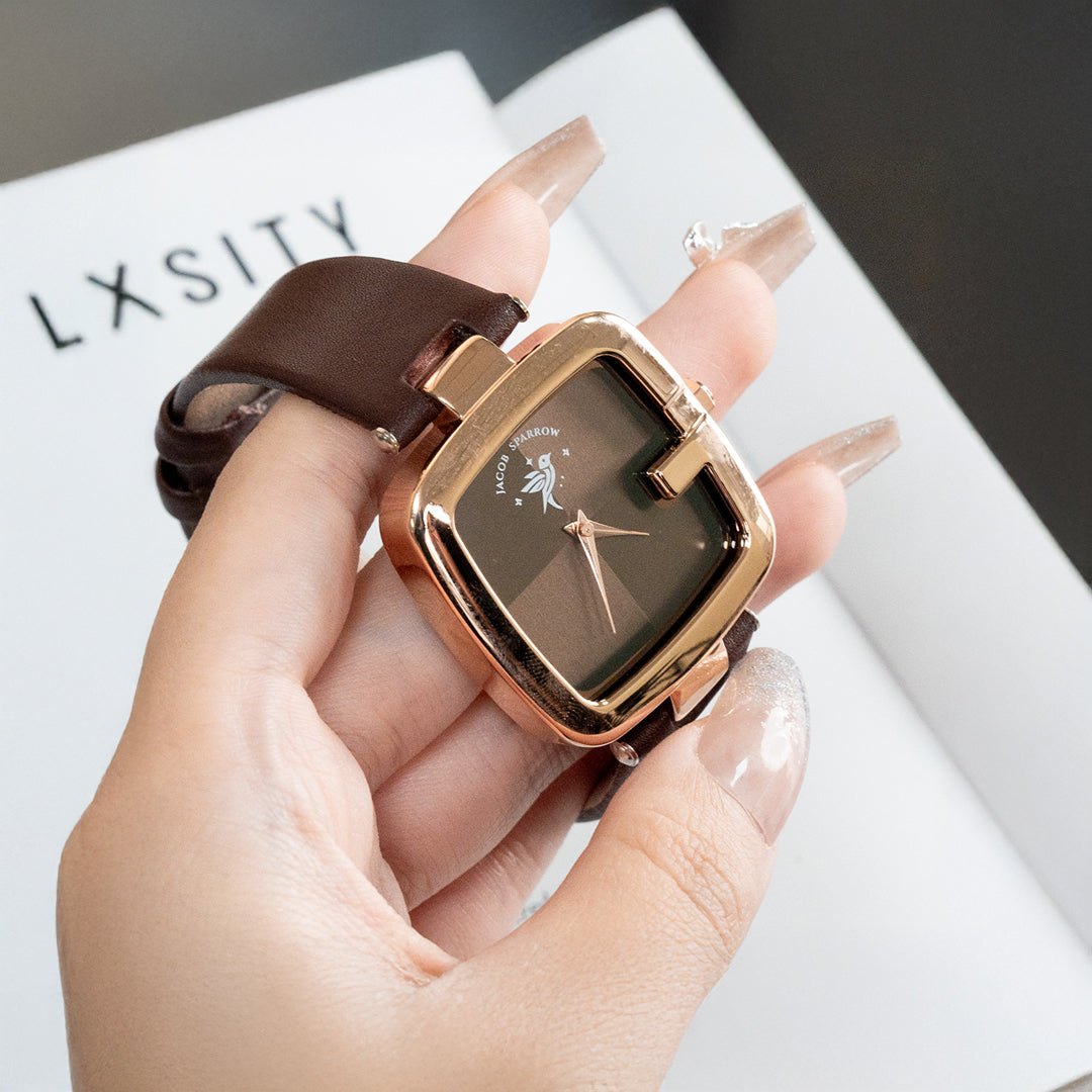 Elegance Square Leather Strap Watch