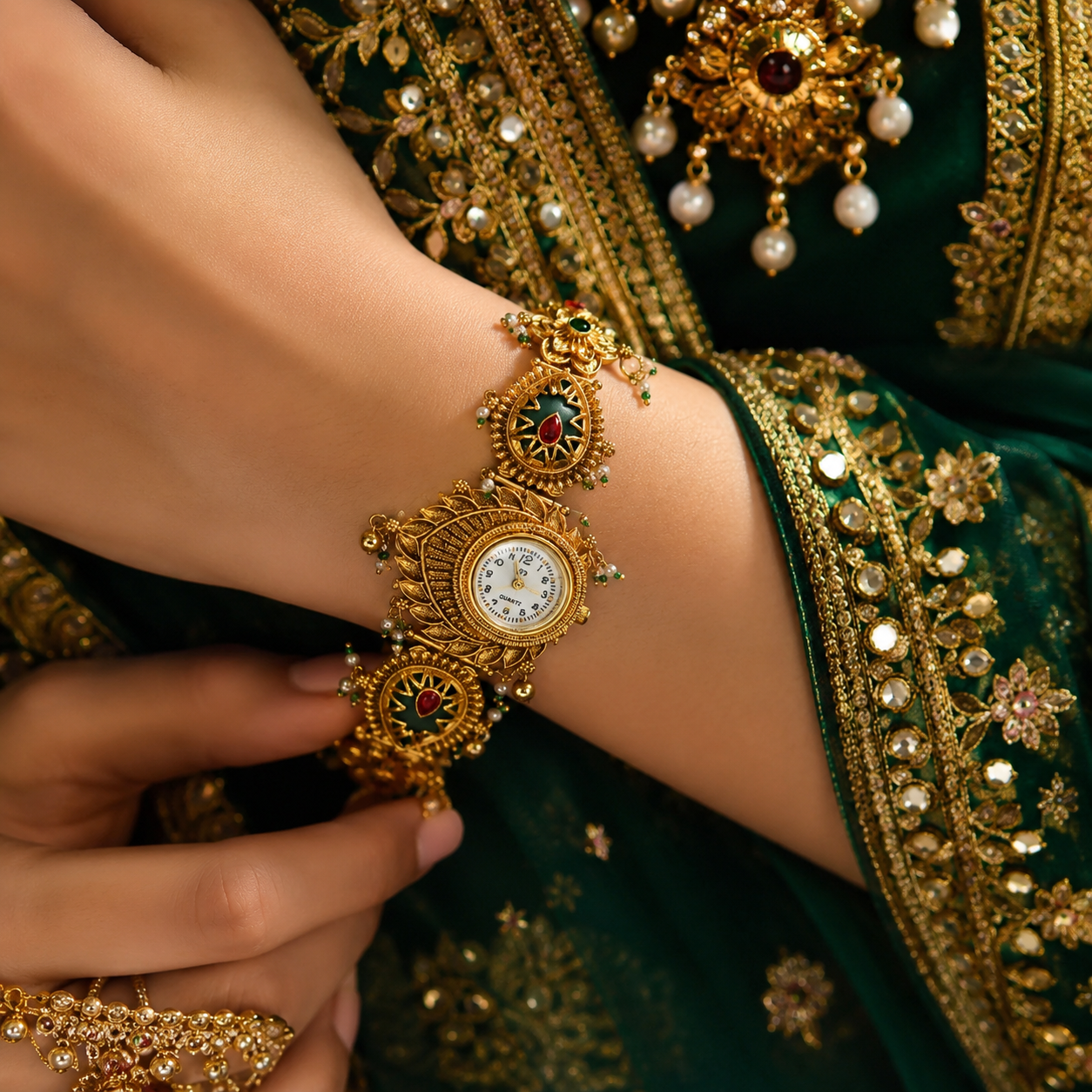 Royal Peacock Floral Bracelet Watch
