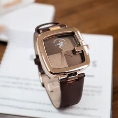 Elegance Square Leather Strap Watch