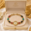 Vintage gold gemstone Bracelet Watch for Women