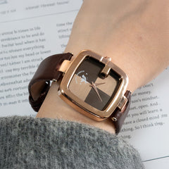 Elegance Square Leather Strap Watch