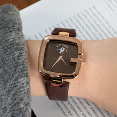 Elegance Square Leather Strap Watch