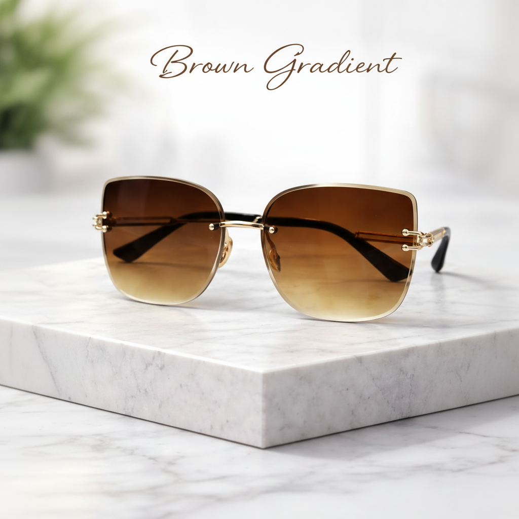 Luxury Rimless Square Sunglasses for Women