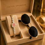 Jacob Sparrow Luxury Women's CRYSTARA Analog Watch & Premium Sunglasses Combo | Elegant Fashion Gift Set