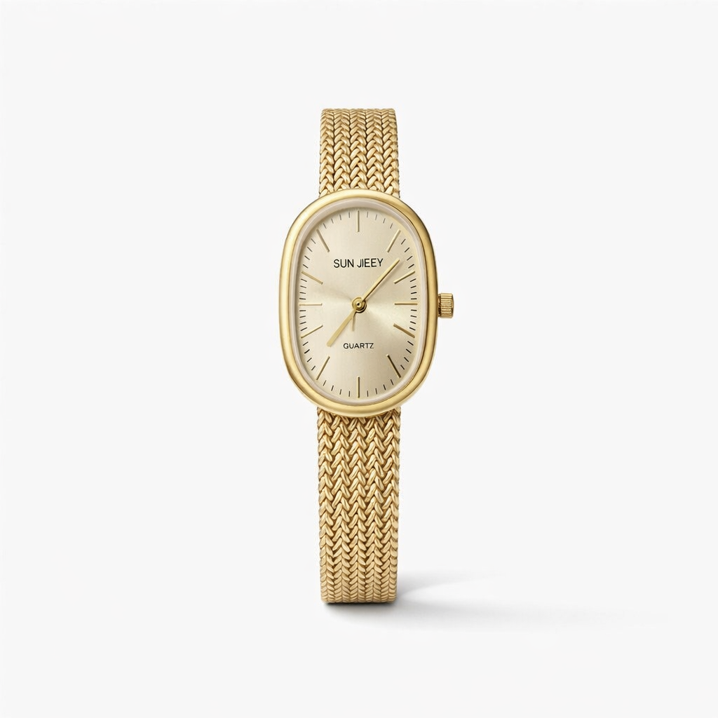 Elegant Gold Mesh Strap Analog Watch