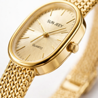Elegant Gold Mesh Strap Analog Watch