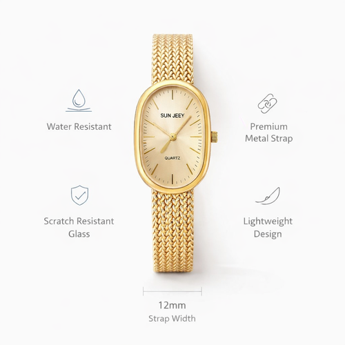 Elegant Gold Mesh Strap Analog Watch