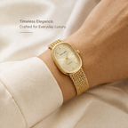 Elegant Gold Mesh Strap Analog Watch