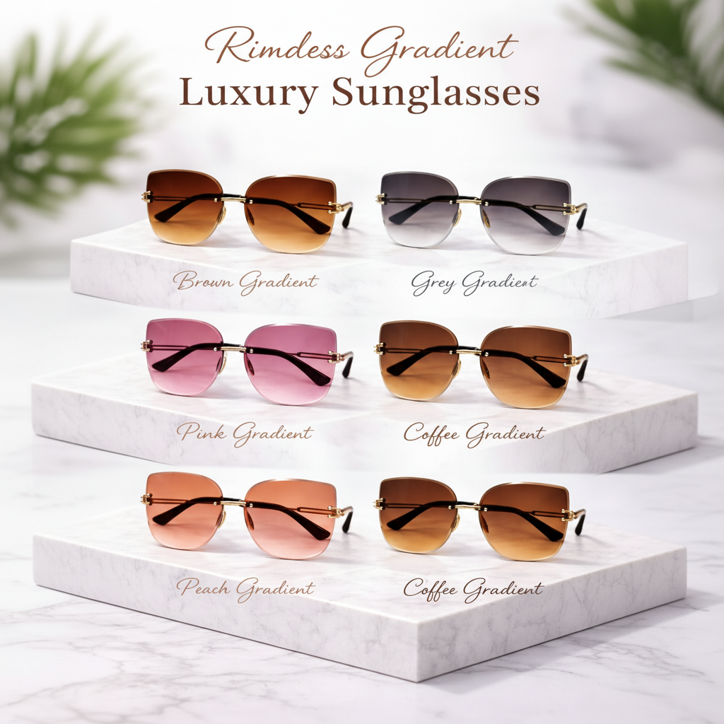 Luxury Rimless Square Sunglasses for Women