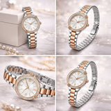 Women’s Elegant Rose Gold & Silver Analog Watch with Crystal Bezel