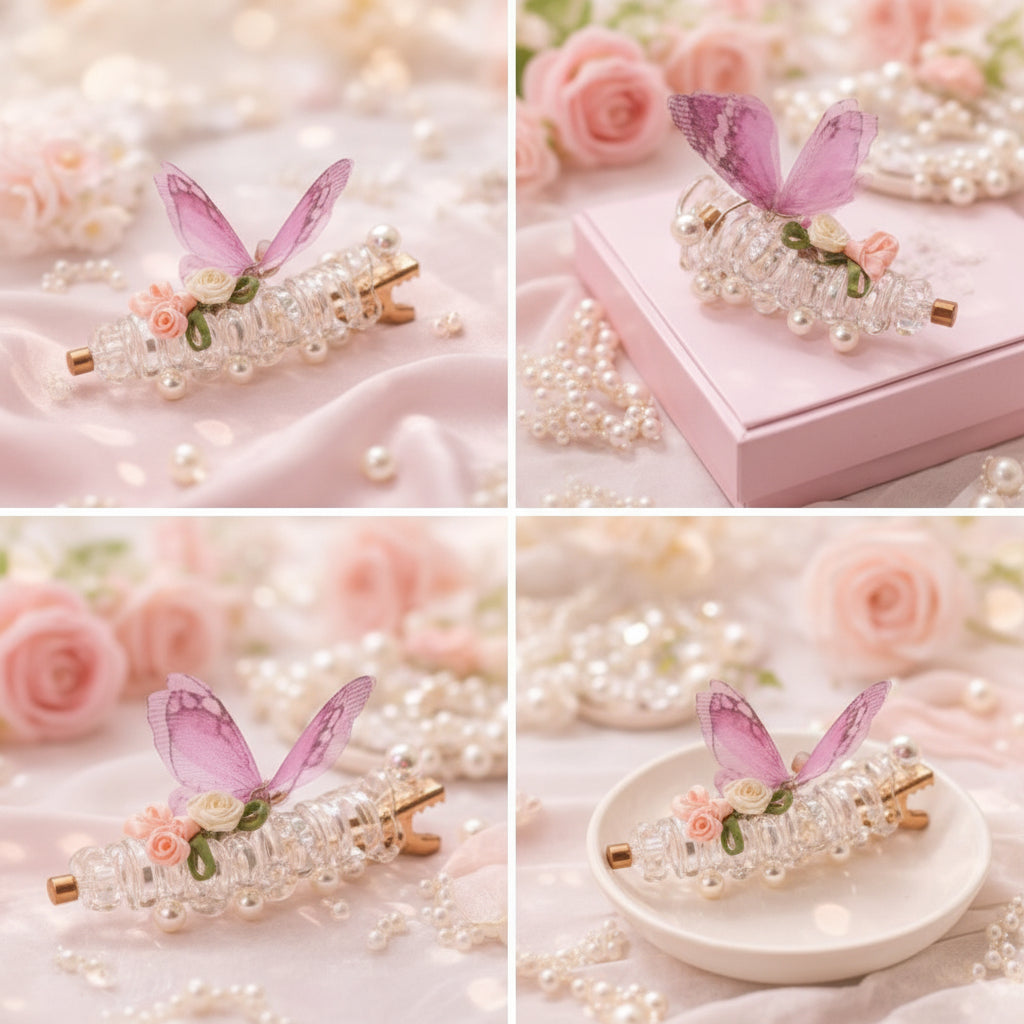 Pearl butterfly hairclip