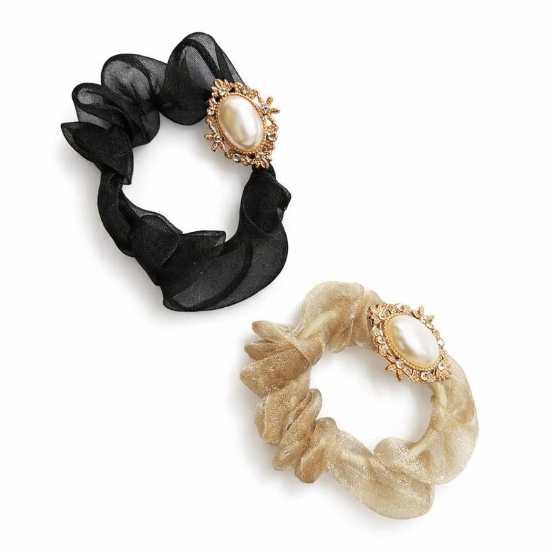 Pearl brooch scrunchie