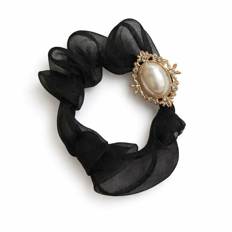 Pearl brooch scrunchie