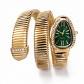 Jacob Sparrow Emerald Luxe Gold Bracelet Watch for Women | Crystal-Studded Oval Green Dial | Premium Stretch Bracelet Analog Watch