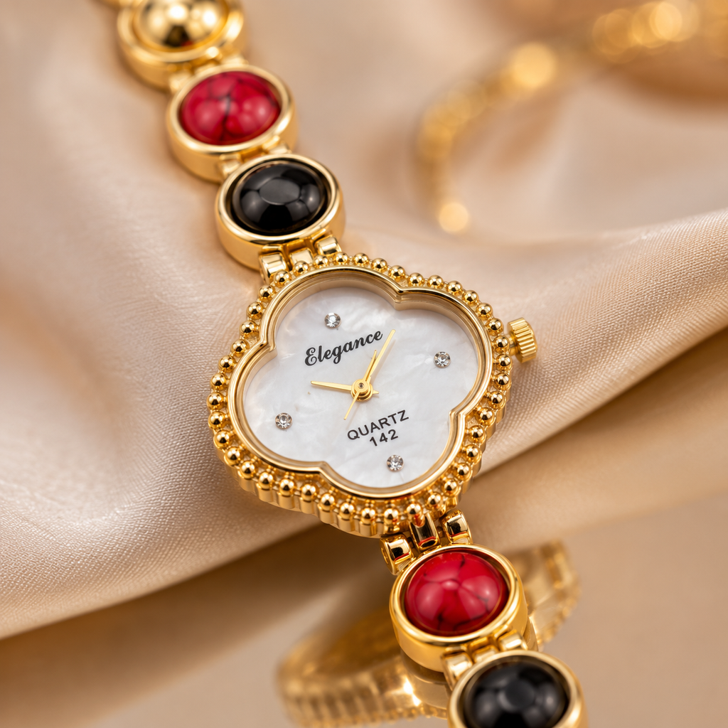 Aurora Gemstone Gold Bracelet Watch for Women