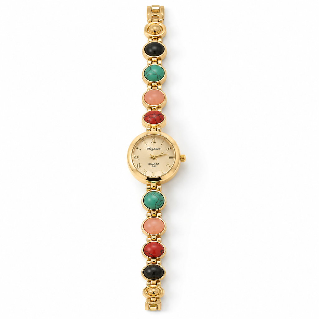Jacob Sparrow Celestia Gemstone Gold Bracelet Watch for Women