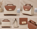 Aurelia Classic Two-Tone Handbag for Women with Top Handle