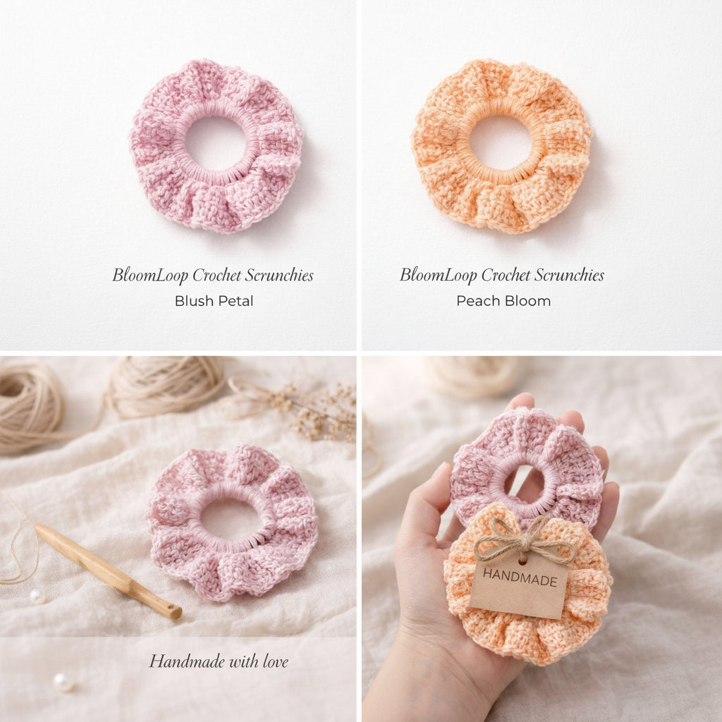 BloomLoop Handmade Crochet Scrunchies