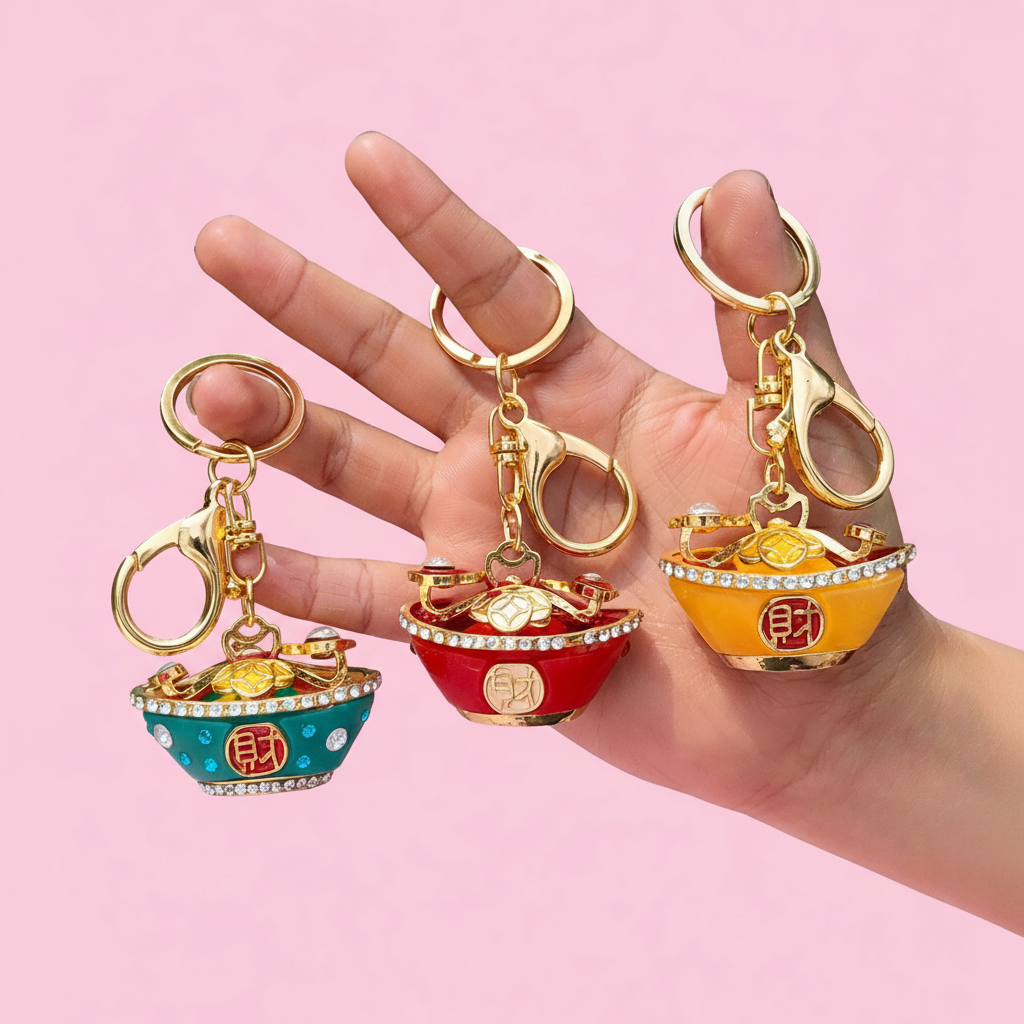 Chinese Fortune Money Pot Bag Key Chain