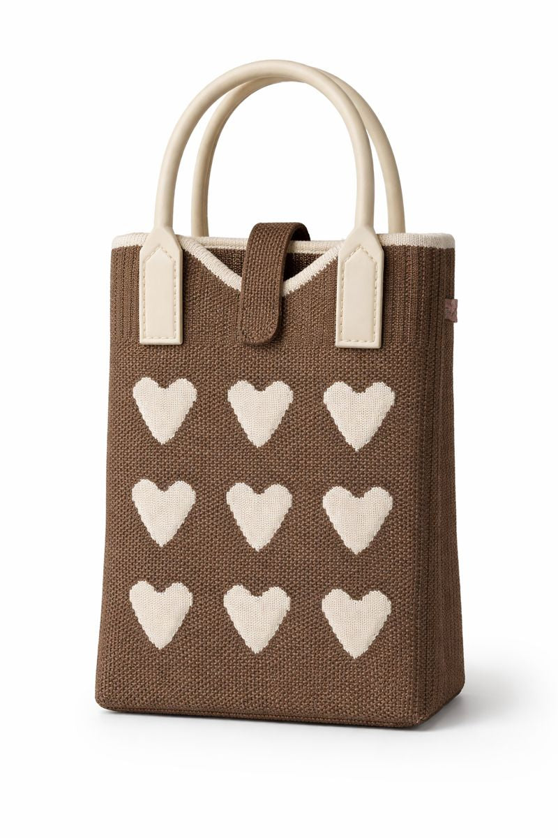 Stylish Knitted Heart Design Mini Sling Bag for Women & Girls