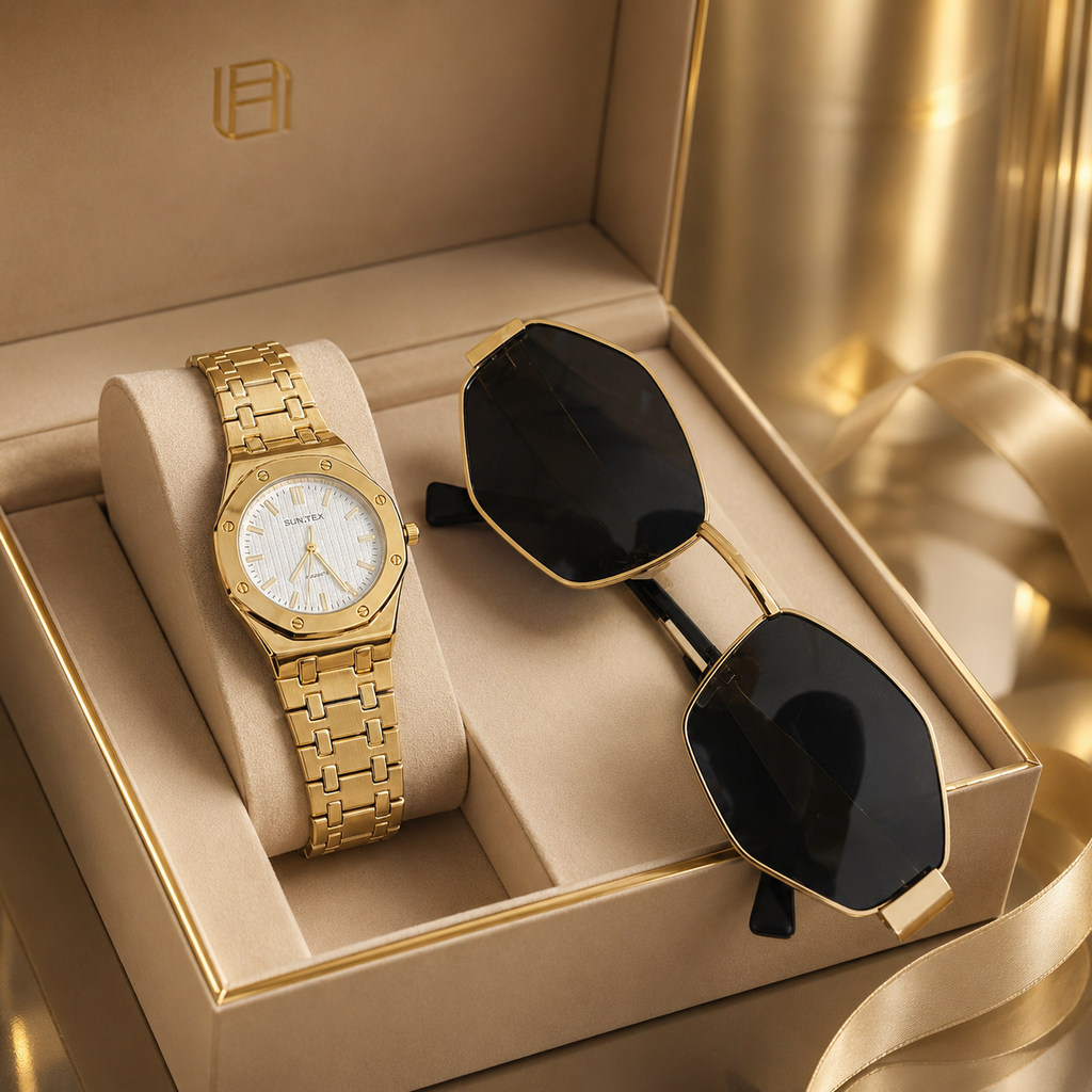 Jacob Sparrow Luxury Women's TIMORA Analog Watch & Premium Sunglasses Combo | Elegant Fashion Gift Set