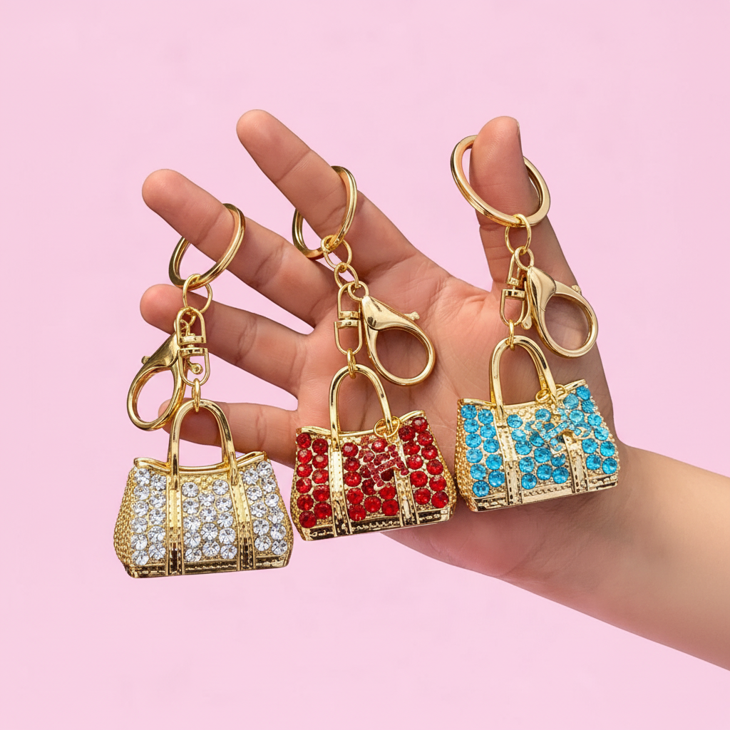 Luxury Crystal Bag Charm & Key Ring for Women and Girls