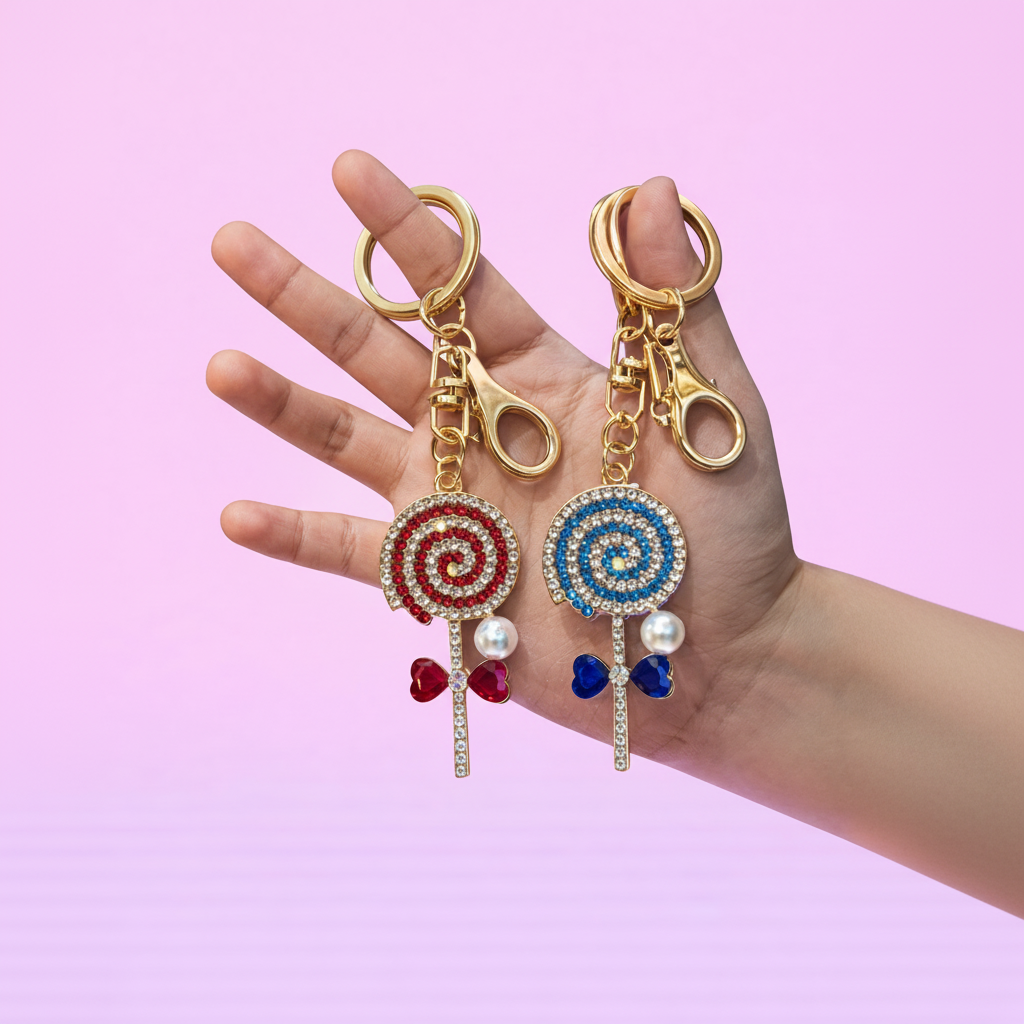 Cute Candy Design Crystal Key Ring & Bag Charm