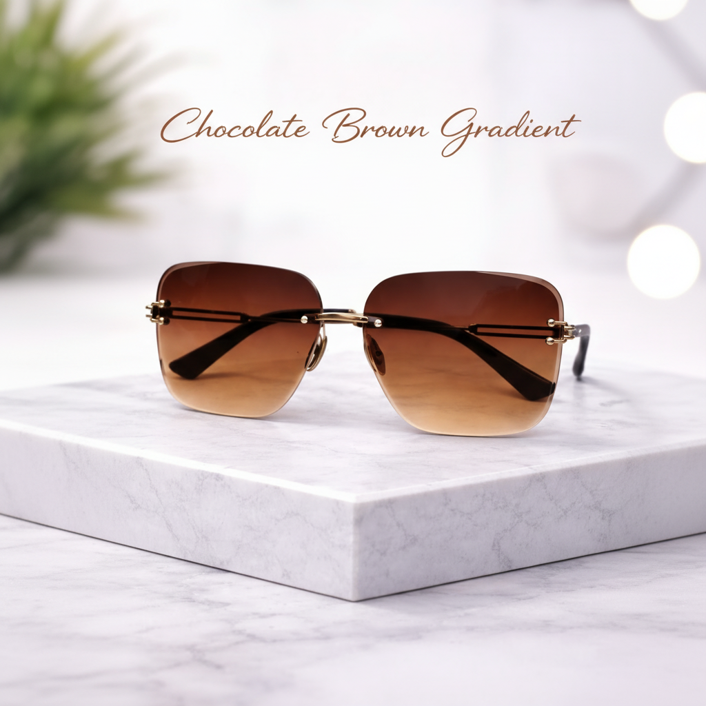 Luxury Rimless Square Sunglasses for Women