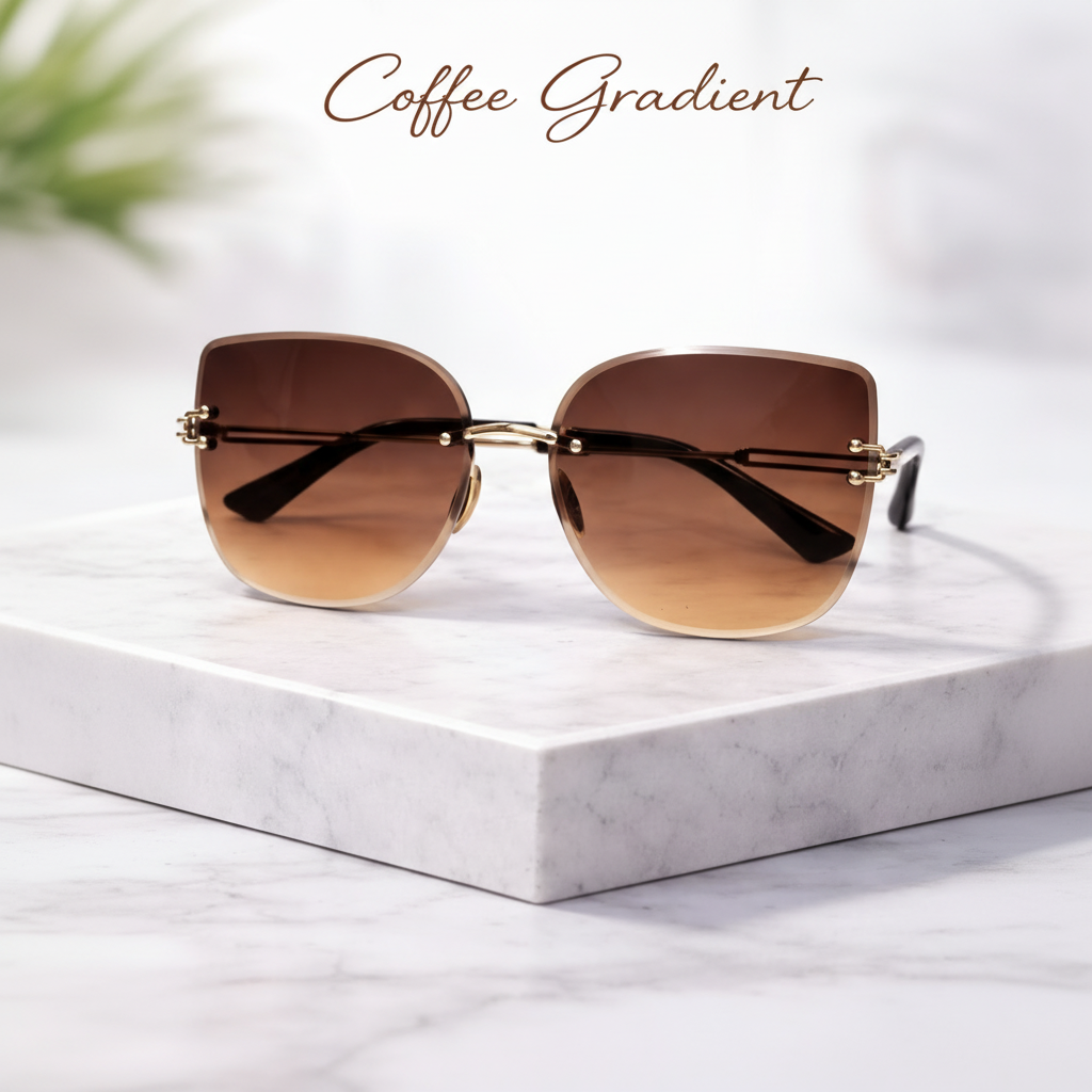 Luxury Rimless Square Sunglasses for Women