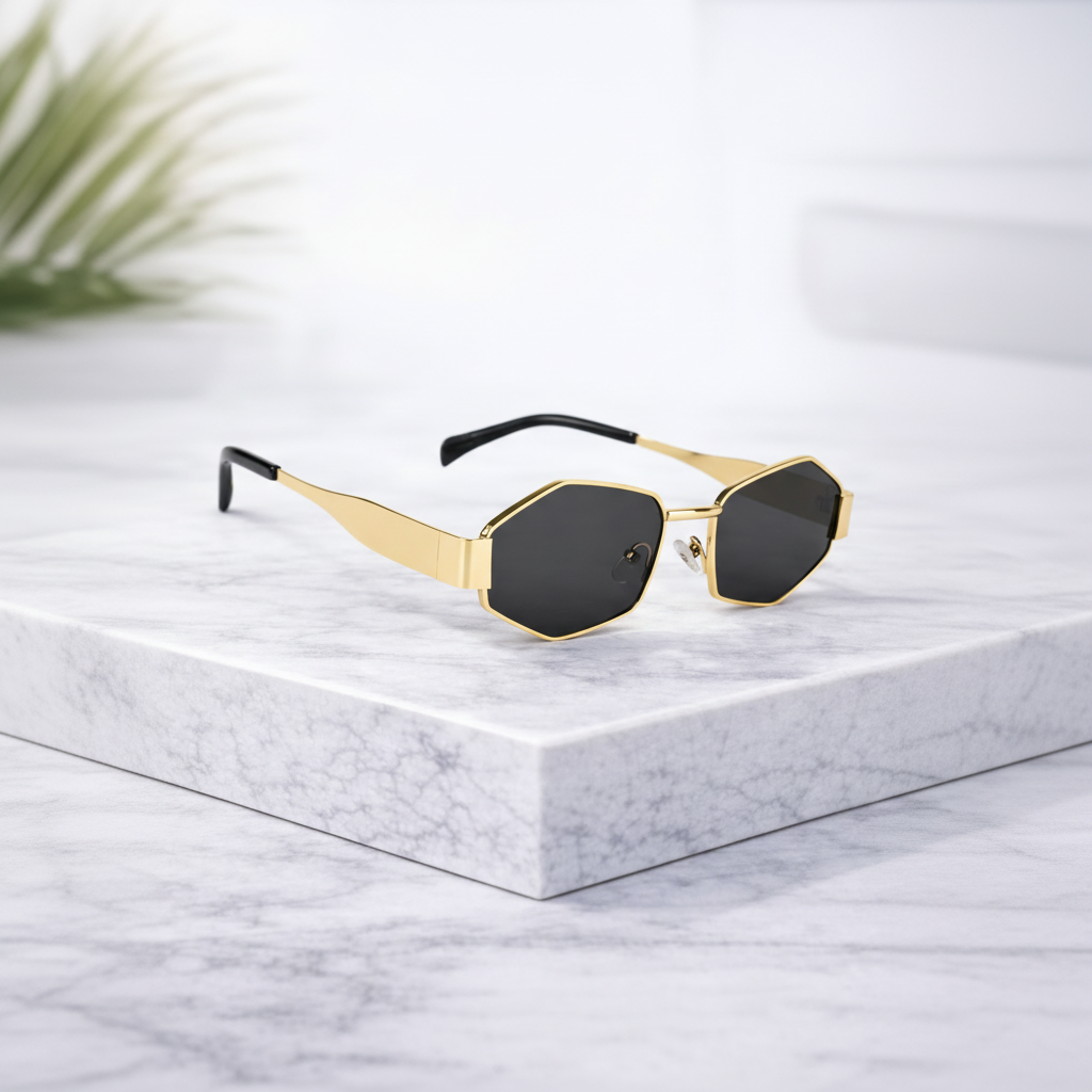 Luxury Gold Hexagon Sunglasses for Men & Women