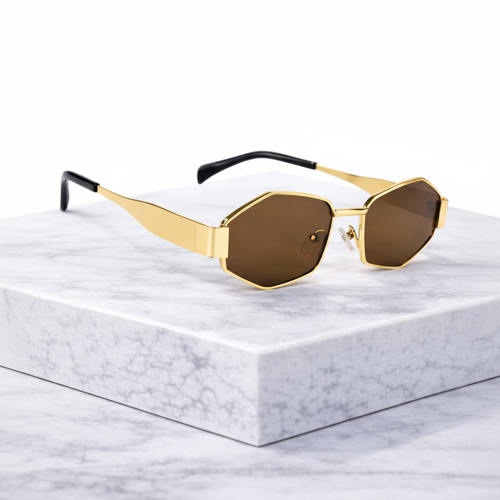 Luxury Gold Hexagon Sunglasses for Men & Women