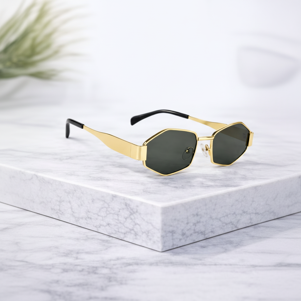 Luxury Gold Hexagon Sunglasses for Men & Women