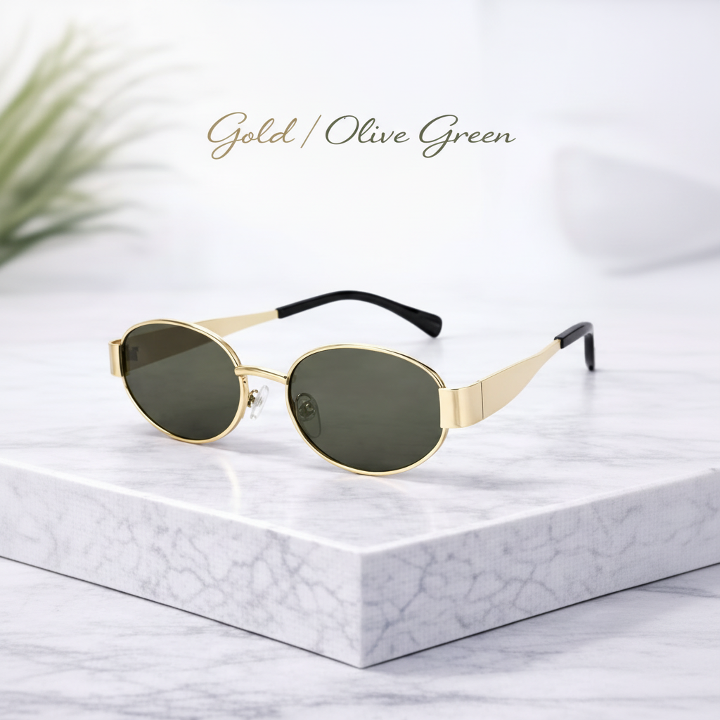 Luxury Gold Frame Round Sunglasses for Men & Women