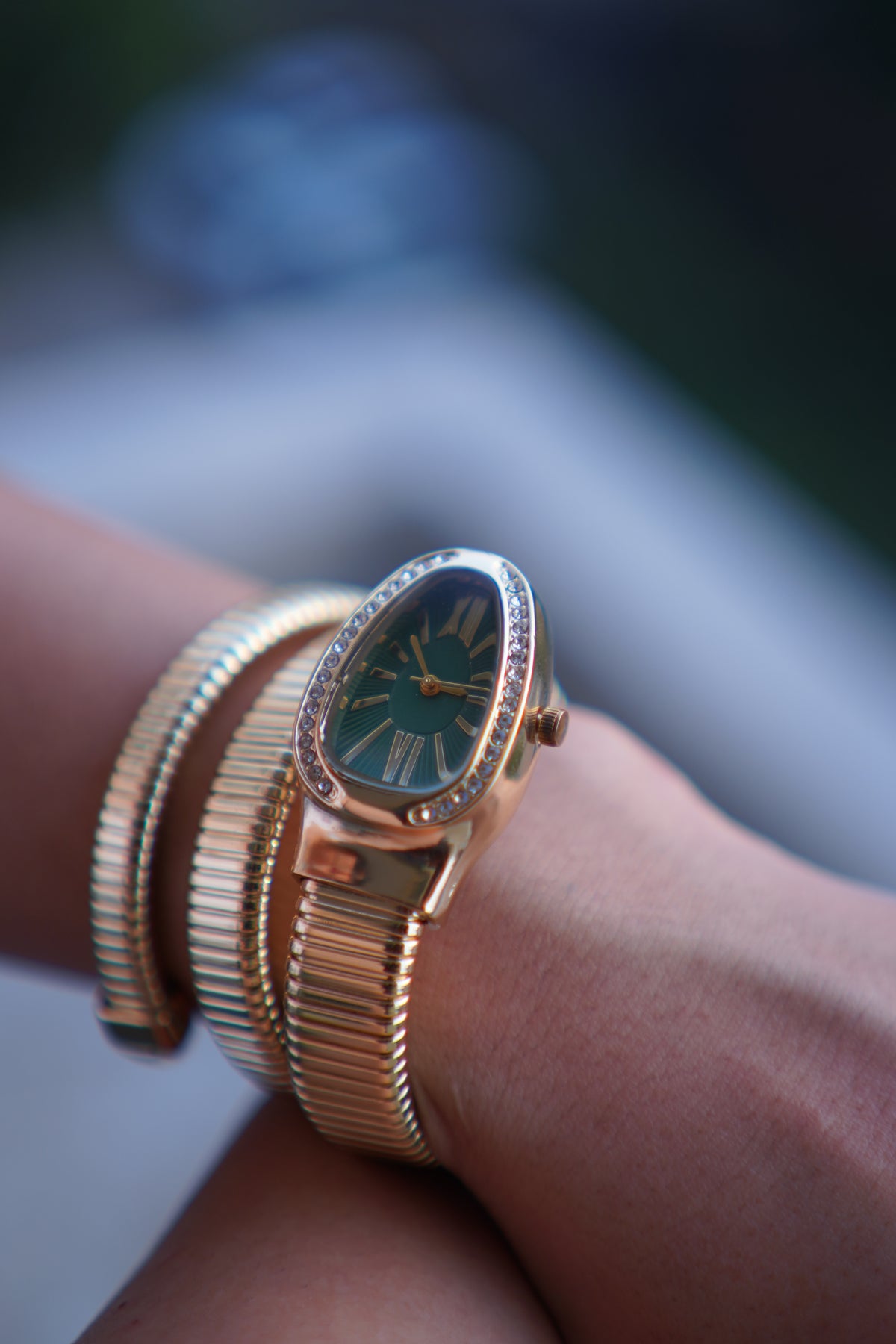 Emerald Luxe Gold Bracelet Watch