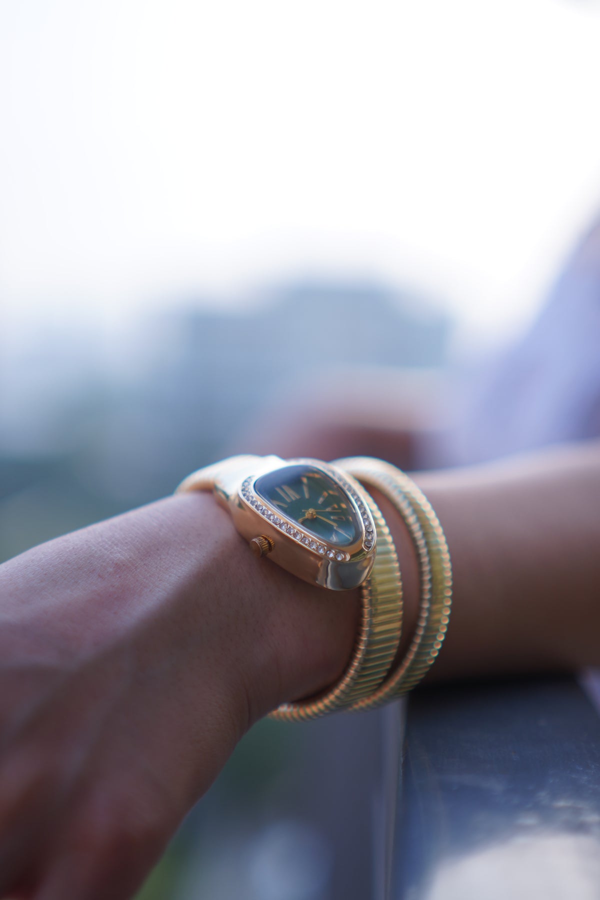 Emerald Luxe Gold Bracelet Watch