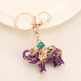 Colorful Elephant Charm Keychain with Rhinestone Detailing