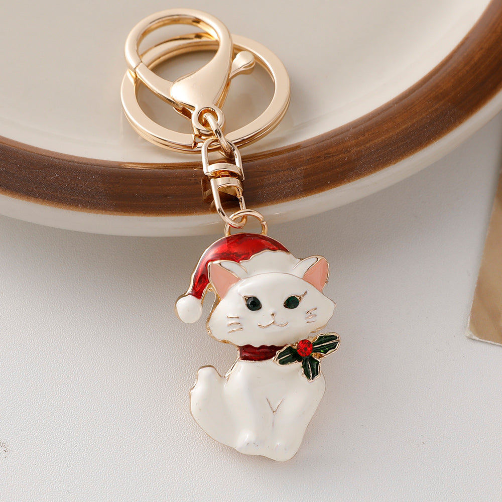 Christmas Cat Charm Key Ring & Bag Accessory