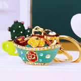 Chinese Fortune Money Pot Bag Charm & Key Ring for Prosperity and Good Luck